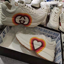 Load image into Gallery viewer, Gucci Women Rhyton Sneaker with Interlocking G and Heart in 4.6 cm Height-Beige