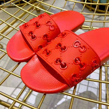 Load image into Gallery viewer, Gucci Women Rubber GG Slide Sandal-Red