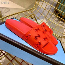 Load image into Gallery viewer, Gucci Women Rubber GG Slide Sandal-Red