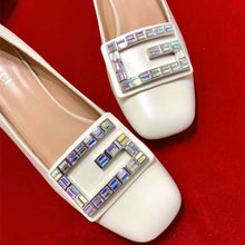 Load image into Gallery viewer, Gucci Women Shoe Leather Mid-Heel Pump with Crystal G 50mm Heel-White