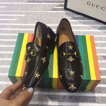 Load image into Gallery viewer, Gucci Women Shoes Jordaan Embroidered Leather Loafer 10mm Heel-Black