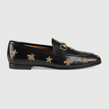 Load image into Gallery viewer, Gucci Women Shoes Jordaan Embroidered Leather Loafer 10mm Heel-Black
