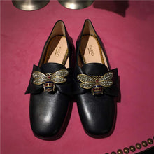 Load image into Gallery viewer, Gucci Women Shoes Leather Ballet Flat with Bow 10mm Heel-Black