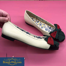 Load image into Gallery viewer, Gucci Women Shoes Leather Ballet Flat with Bow 10mm Heel-White