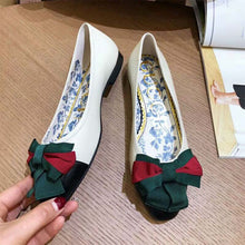 Load image into Gallery viewer, Gucci Women Shoes Leather Ballet Flat with Bow 10mm Heel-White