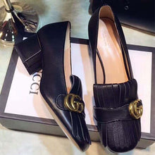 Load image into Gallery viewer, Gucci Women Shoes Leather Mid-Heel Pump 50mm Heel-Black