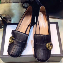 Load image into Gallery viewer, Gucci Women Shoes Leather Mid-Heel Pump 50mm Heel-Black