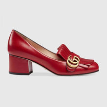 Load image into Gallery viewer, Gucci Women Shoes Leather Mid-Heel Pump 50mm Heel-Red