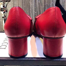 Load image into Gallery viewer, Gucci Women Shoes Leather Mid-Heel Pump 50mm Heel-Red
