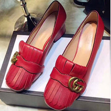 Load image into Gallery viewer, Gucci Women Shoes Leather Mid-Heel Pump 50mm Heel-Red