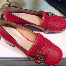 Load image into Gallery viewer, Gucci Women Shoes Leather Mid-Heel Pump 50mm Heel-Red