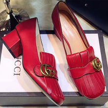Load image into Gallery viewer, Gucci Women Shoes Leather Mid-Heel Pump 50mm Heel-Red