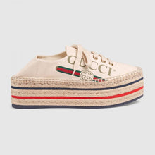 Load image into Gallery viewer, Gucci Women Shoes Logo Platform Espadrille 50mm Heel-White