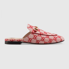 Load image into Gallery viewer, Gucci Women Shoes Princetown GG Canvas Slipper 10mm Heel-Pink