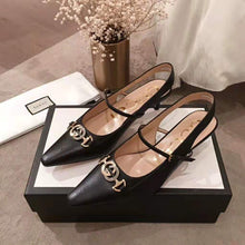 Load image into Gallery viewer, Gucci Women Zumi Leather Low-Heel Slingback Pump 4.6cm Height-Black