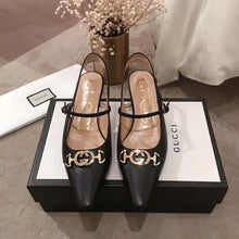 Load image into Gallery viewer, Gucci Women Zumi Leather Low-Heel Slingback Pump 4.6cm Height-Black