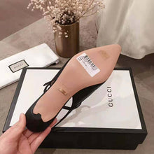 Load image into Gallery viewer, Gucci Women Zumi Leather Low-Heel Slingback Pump 4.6cm Height-Black