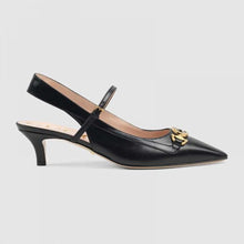 Load image into Gallery viewer, Gucci Women Zumi Leather Low-Heel Slingback Pump 4.6cm Height-Black