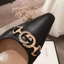 Load image into Gallery viewer, Gucci Women Zumi Leather Low-Heel Slingback Pump 4.6cm Height-Black
