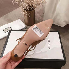 Load image into Gallery viewer, Gucci Women Zumi Leather Low-Heel Slingback Pump 4.6cm Height-Brown