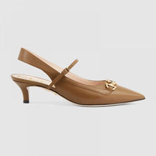 Load image into Gallery viewer, Gucci Women Zumi Leather Low-Heel Slingback Pump 4.6cm Height-Brown
