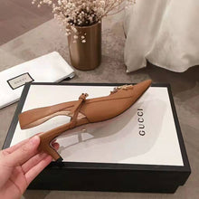 Load image into Gallery viewer, Gucci Women Zumi Leather Low-Heel Slingback Pump 4.6cm Height-Brown