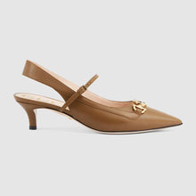 Load image into Gallery viewer, Gucci Women Zumi Leather Low-Heel Slingback Pump 4.6cm Height-Brown
