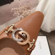 Load image into Gallery viewer, Gucci Women Zumi Leather Low-Heel Slingback Pump 4.6cm Height-Brown