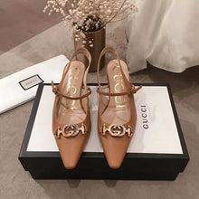 Load image into Gallery viewer, Gucci Women Zumi Leather Low-Heel Slingback Pump 4.6cm Height-Brown