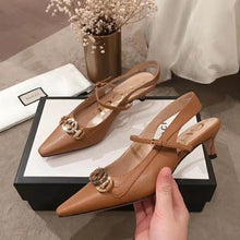 Load image into Gallery viewer, Gucci Women Zumi Leather Low-Heel Slingback Pump 4.6cm Height-Brown