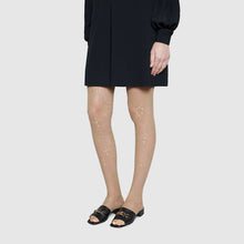 Load image into Gallery viewer, Gucci Women Zumi Leather Slide Sandal Interlocking G Horsebit Black Leather 2.5 cm Heel Height