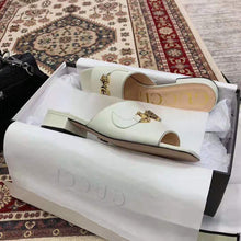 Load image into Gallery viewer, Gucci Women Zumi Leather Slide Sandal Interlocking G Horsebit White Leather 2.5 cm Heel Height