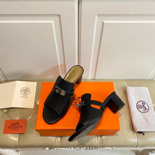 Load image into Gallery viewer, Hermes Blossom Mule Black