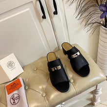 Load image into Gallery viewer, Hermes Blossom Mule Black