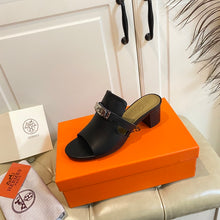 Load image into Gallery viewer, Hermes Blossom Mule Black