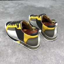 Load image into Gallery viewer, Hermes Men Rebus Sneaker Shoes Black Yellow and Khaki Insert