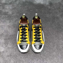 Load image into Gallery viewer, Hermes Men Rebus Sneaker Shoes Black Yellow and Khaki Insert