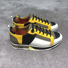 Load image into Gallery viewer, Hermes Men Rebus Sneaker Shoes Black Yellow and Khaki Insert