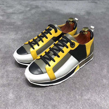 Load image into Gallery viewer, Hermes Men Rebus Sneaker Shoes Black Yellow and Khaki Insert