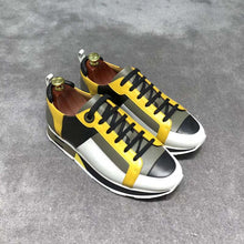 Load image into Gallery viewer, Hermes Men Rebus Sneaker Shoes Black Yellow and Khaki Insert