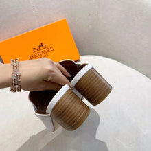 Load image into Gallery viewer, Hermes Women Alma Sandal Calfskin Fringe Detail Palladium Plated "H"-White