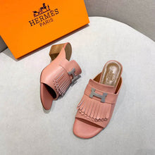 Load image into Gallery viewer, Hermes Women Alma Sandal Goatskin with Fringe Detail-Pink