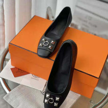 Load image into Gallery viewer, Hermes Women Danseuse Ballet Flat in Calfskin Leather-Black