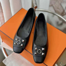Load image into Gallery viewer, Hermes Women Danseuse Ballet Flat in Calfskin Leather-Black