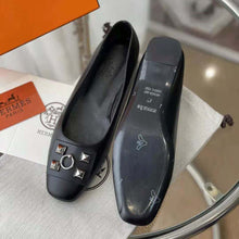 Load image into Gallery viewer, Hermes Women Danseuse Ballet Flat in Calfskin Leather-Black