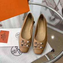 Load image into Gallery viewer, Hermes Women Danseuse Ballet Flat in Calfskin Leather-Brown
