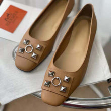 Load image into Gallery viewer, Hermes Women Danseuse Ballet Flat in Calfskin Leather-Brown