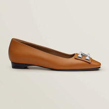 Load image into Gallery viewer, Hermes Women Danseuse Ballet Flat in Calfskin Leather-Brown