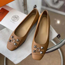 Load image into Gallery viewer, Hermes Women Danseuse Ballet Flat in Calfskin Leather-Brown