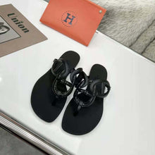 Load image into Gallery viewer, Hermes Women Egerie Sandal in Waterproof TPU with Chaine D Ancre Motif-Black